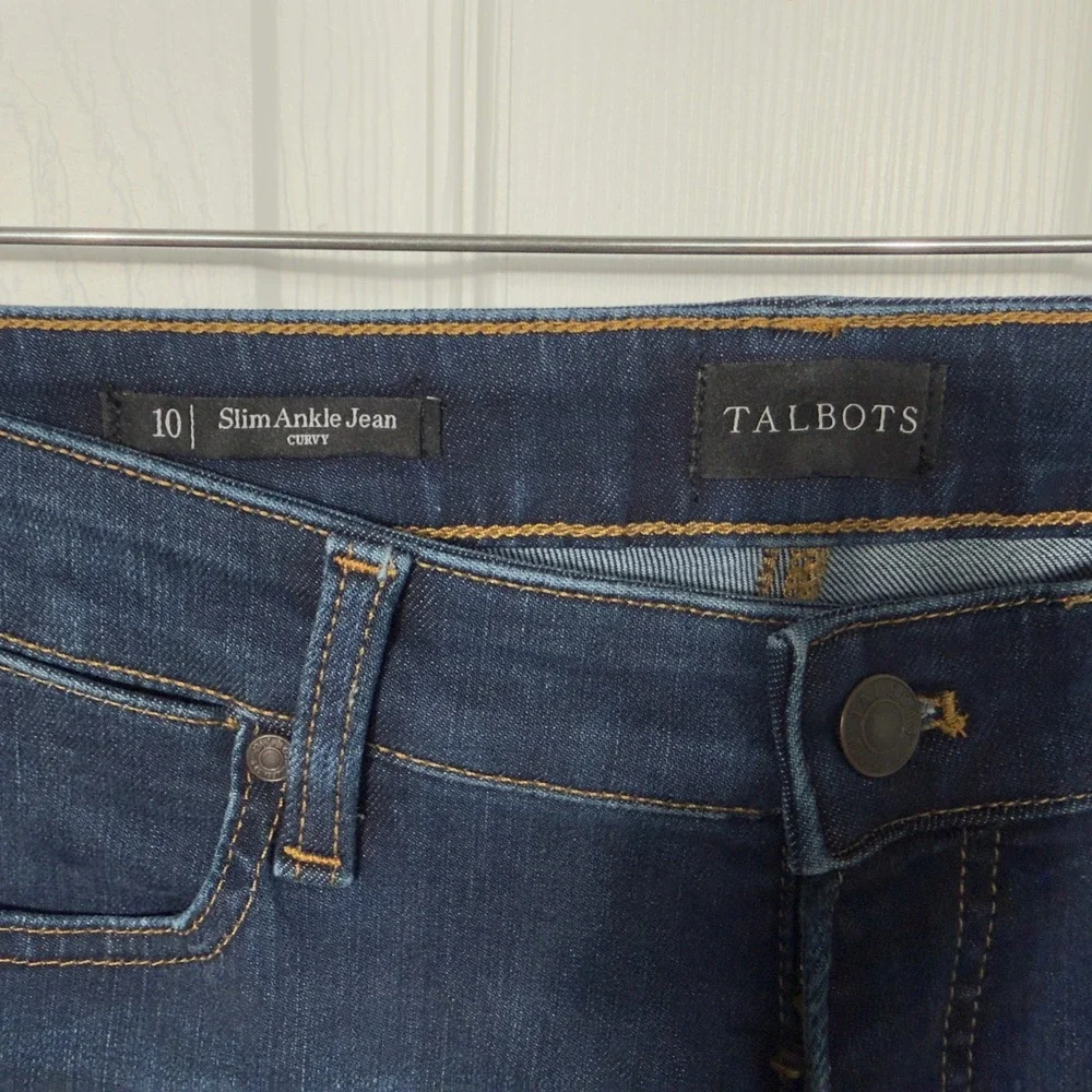 Talbots Slim Ankle Jeans Womens 10 Dark Wash Curvy Slimming Denim Pants NWT